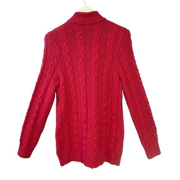 Leggiadro Raspberry Pink Cable Knit Toggle Cardigan Sweater Made in Italy Size L - Picture 3 of 6